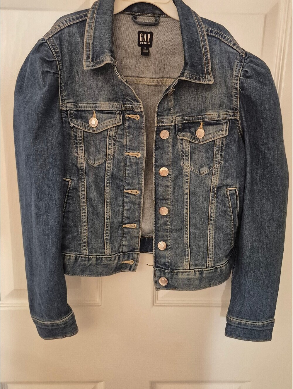 GAP Girl's Puff Sleeve Denim Jacket